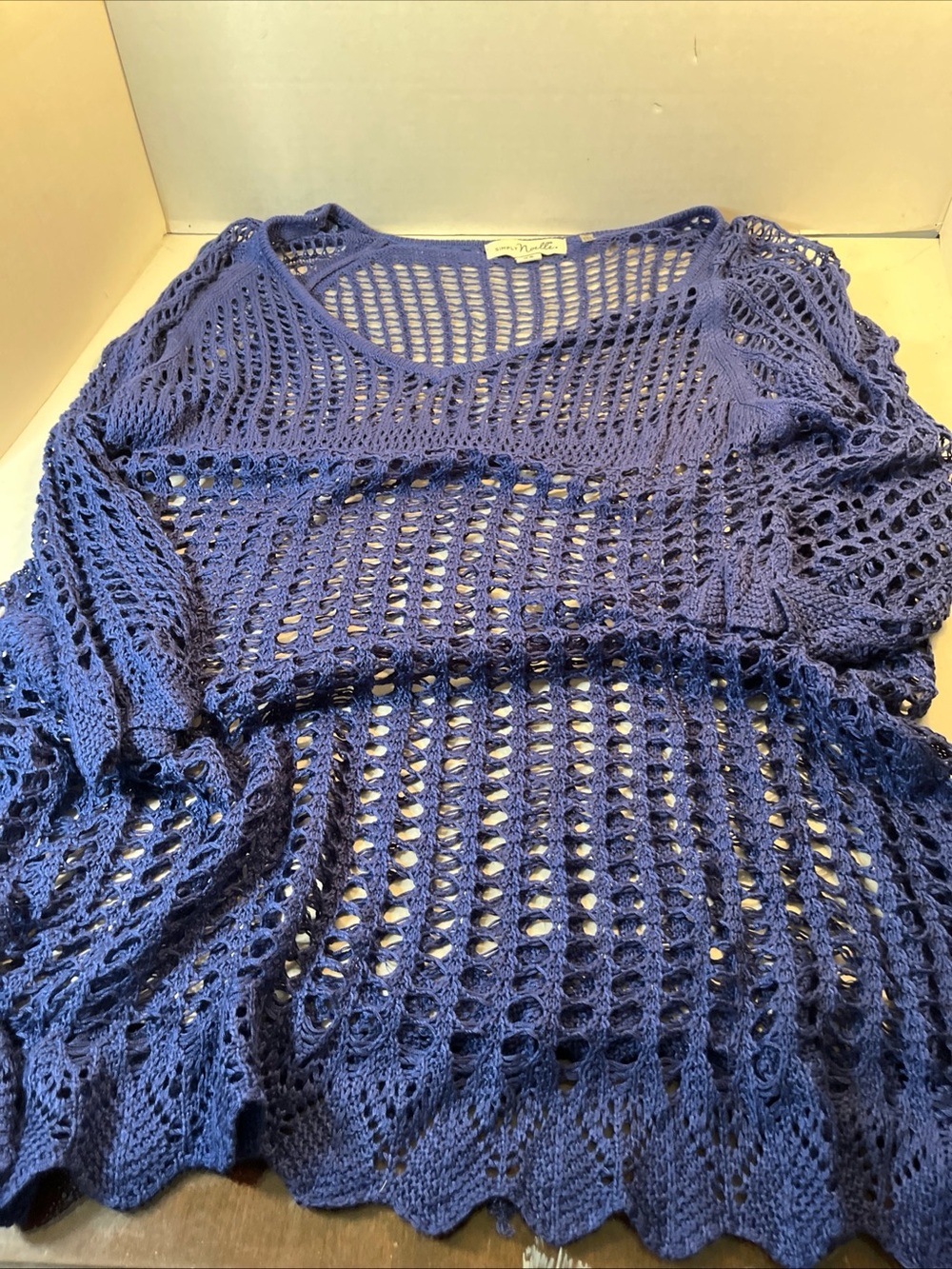 Simply Noelle Navy Crochet Open-Knit Coverup